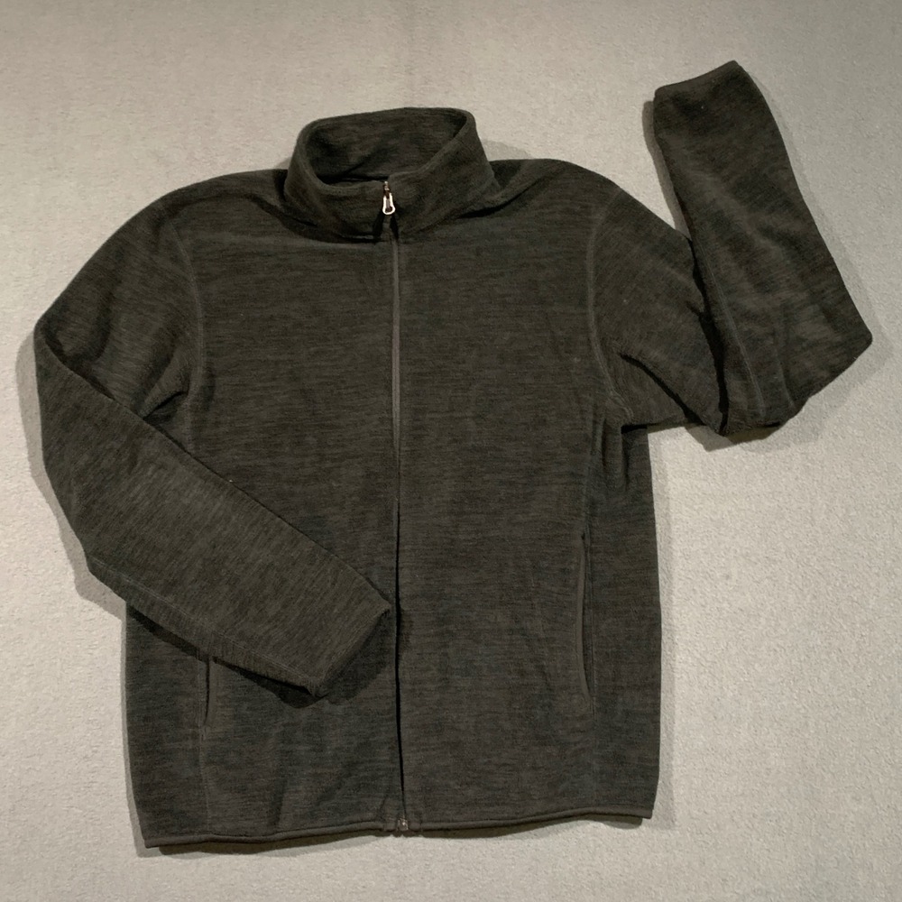 Uniqlo Fleece Full Zip Jacket Women's Medium Gray Mock Neck Long Sleeve Soft